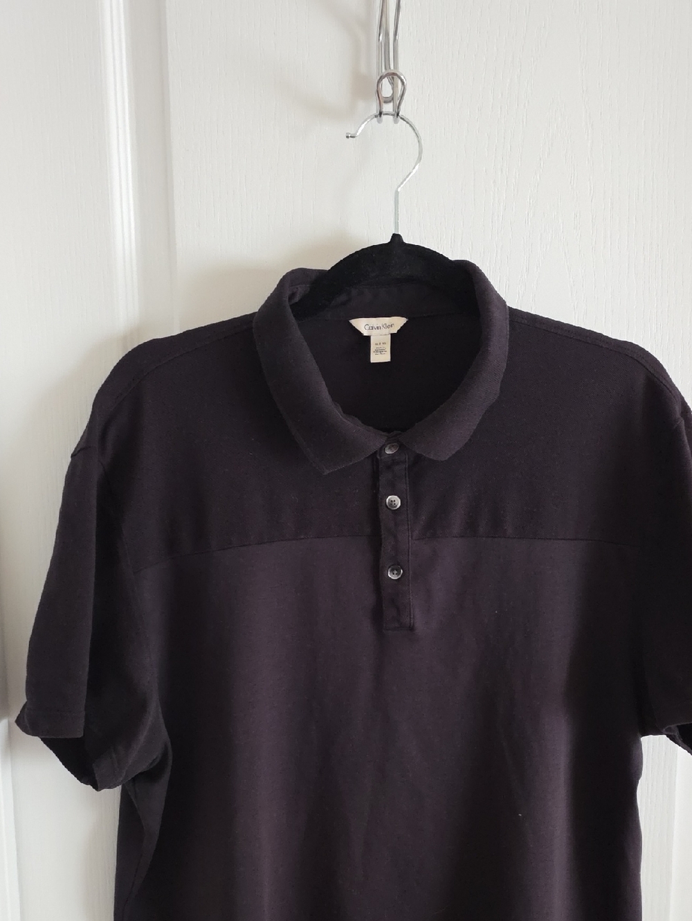 Calvin Klein Men’s Black Polo Shirt with Three-Button Placket